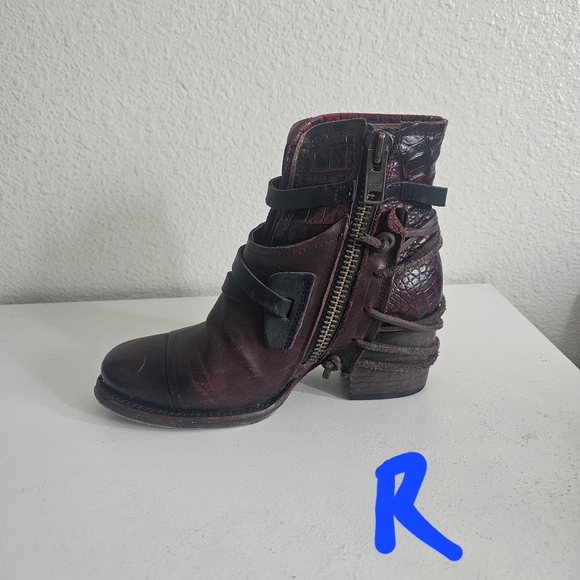 Freebird by Steven Burgundy Leather Ankle Boots Crue - Picture 8 of 16